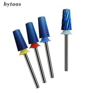 Bits Hytoos Blue Nano Safety Conteilled One Force Bits 3/32 Bits de forage en carbure arrondi pour les ongles Formes électriques Retrait de fichier acrylique