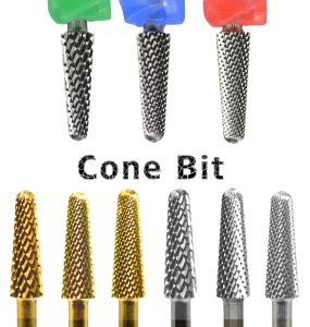 Bits nailtools 4,0 mm cône en or argent cuticule tungstène en acier carbure de sécurité nette noux ongles bit de perceuse