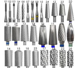 Bits nageltools veel verkooppromotietype carbide tungsten vat stabiele schachtaccessoires snijder pedicure nagelfrezen boren bits