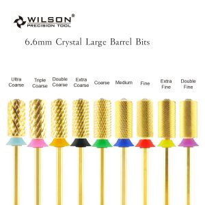Bits wilson 6,6 mm cristal grand baril bits tungstène carbide nail foret bits de manucure électrique accessoire de forage