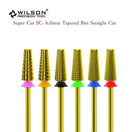 Bits Wilson Super Cut SC 6,0 mm Taps toelopende stukjes recht gesneden Tin Well Sun Popular Styles Manicure DC Nagel Bit Meerdere carbide nagelbit