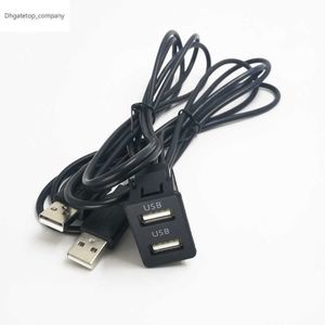 Biurlink 100 cm autoboot Diy Flush Mount Jack USB Vrouw aan mannelijke verlengkabel Dual opladen voor iPhone Android mobiele telefoon