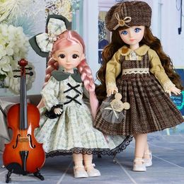 BJD -pop en kleding Meerdere verwijderbare gewrichten 30 cm 16 3d Eyes Girl Dress Up Birthday Gift Toy Y240516