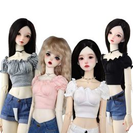 BJD-poppenkleding 58--60cm 1/3 SD DD Ball Joint Doll Accessories Crashed T-Shirt Denim Shorts Girl Cadeau 240531