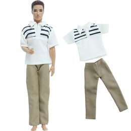 BJDBUS Handmade Boy's Doll Outfit Korte T-shirtbroek Broek Prince Draag kleding voor Barbie Doll Friend Ken Doll-accessoires