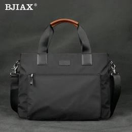 Bjiax mannen tas horizontale zakelijke zakelijke handtas nylon oxford doek canvas crossbody aktetas 240311
