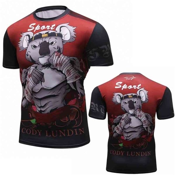 BJJ Rashguard T Shirt Hommes Compression MMA Fitness Muscle Fight TOP Muay Thai Tees Jiu Jitsu Tight Fightwear 210716