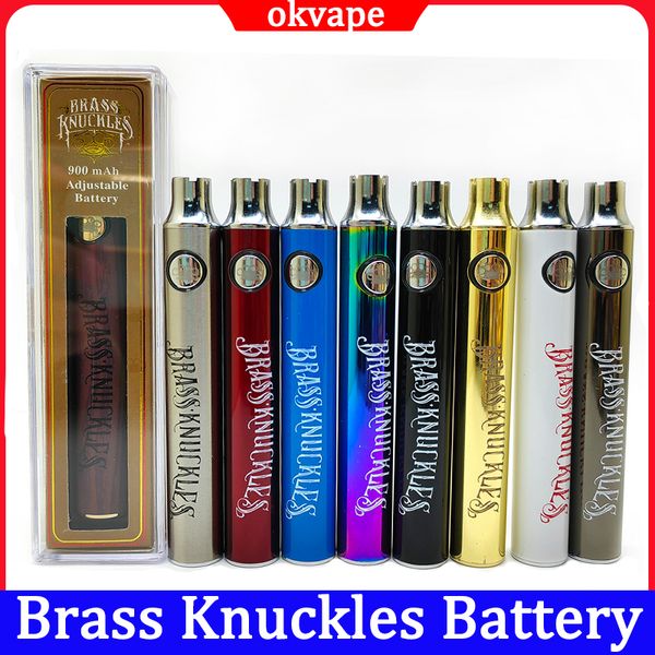 BK Batería Brass Knuckles 900mAh Precalentamiento Baterías Vape de voltaje ajustable para cartuchos de 510 hilos Pluma