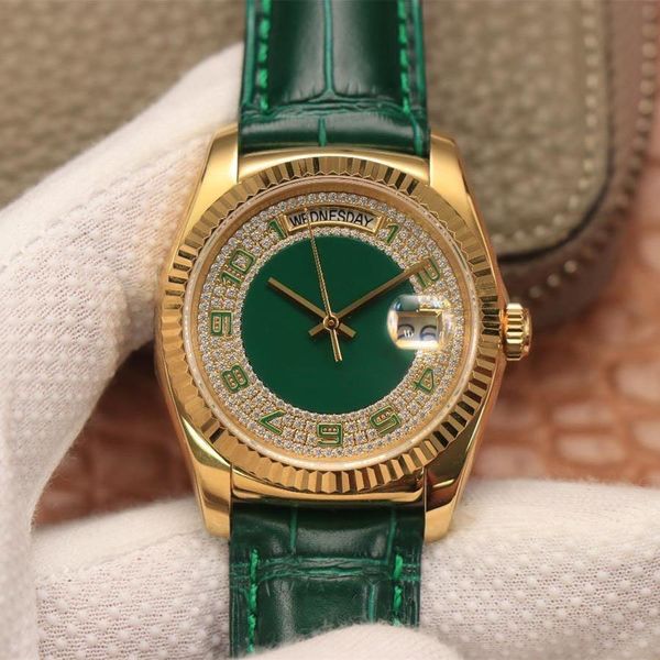 BK Factory Designer Watch Luxury Haute qualité 36mm série 118138 ceinture Vert Émail Mantian Star mouvement automatique bracelet en cuir fermer bas pour montre homme