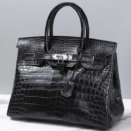 BK – sac à main en cuir de Crocodile véritable pour femmes, grand fourre-tout de luxe à boucle, sacs à bandoulière, 2024