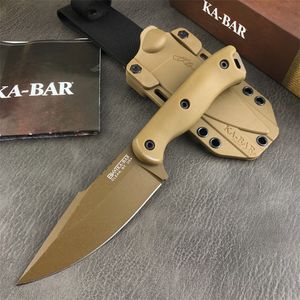 BK18 Couteau à lame fixe à harpon court Tan Harpoon Point Blade Nylon Poignées en fibre de verre Couteaux de camping de chasse tactique d'auto-défense en plein air 535 15002 3655