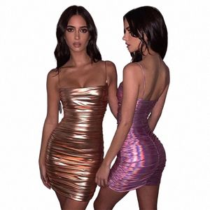 BKLD Metallic Shiny Sparkly Sleeve Mini Dr Womens Bandage Bodyc Sexy Backl Night Party Club Rucched Dr 2020 Summer J3ZQ #