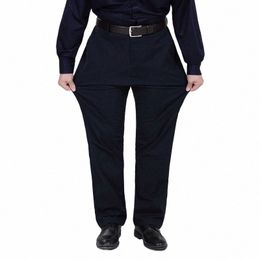 Bktrend 2017 Nouveau Automne Hommes Casual Busin Pantalon Stretch Tissu Élastique Lâche Pantalon Droit Noir Bleu Kaki Grande Taille 38-52 z2Mx #