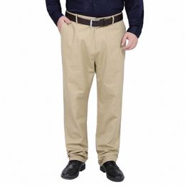 Bktrend Cott hommes pantalons droits printemps automne Lg mâle classique Busin pantalon décontracté pleine longueur mi grande taille 48 50 52 p2Af #