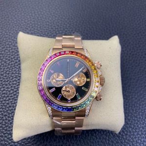 BL 116598 luxe horloge Dayt Rainbow Circle kleurrijke diamant 7750 mechanisch uurwerk 904L staal 40 mm 72 uur opslag van kinetische energie