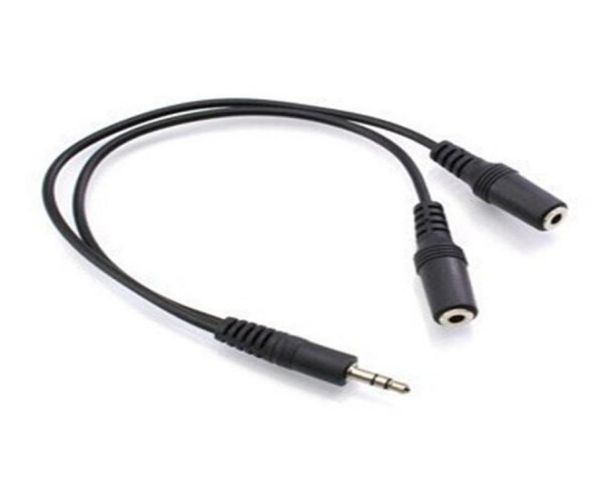 Negro 1 macho a 2 hembra 35 mm AUX Audio Y Cable divisor Adaptador de auriculares para auriculares de alta calidad 9194579