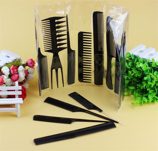 Peigne de coiffure noir massage antistatique brosses à poils droits peignes de coupe de cheveux en plastique vert bateau libre 5 ensemble