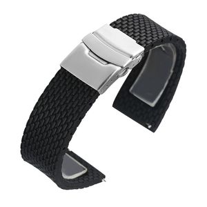 Zwart 18mm/20mm/22mm/24mm Rubber Horloge Band Waterdicht Duiker Vervanging Polsband siliconen Armband Riem Lente Bars Stalen Gesp