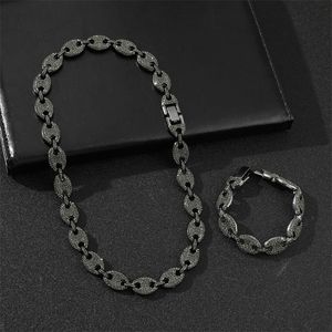 Noir 18 MM Café Grain Plein Miami Gourmette Cubain Collier Charme Alliage Glacé Chaîne Colliers Pour Hommes Rock Hip Hop Bijoux