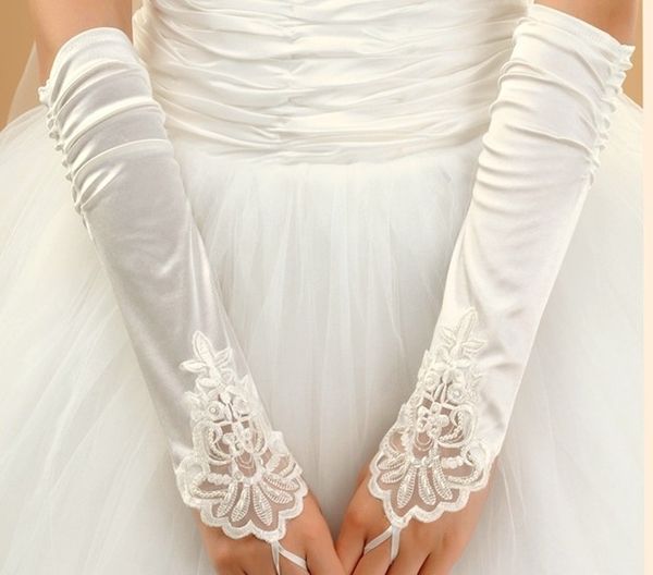 Schwarz 2018 Fingerlose Handgelenk Länge Färbung Lady Braut Hochzeitshandschuhe Baumwolle gehäkelt Frauen Hochzeitszubehör