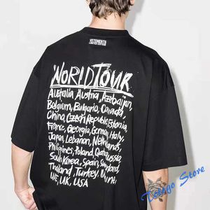 T-shirt noir à col rond pour hommes et femmes, surdimensionné, à la mode, avec broderie VTM, Graffiti, lettre imprimée, 2022