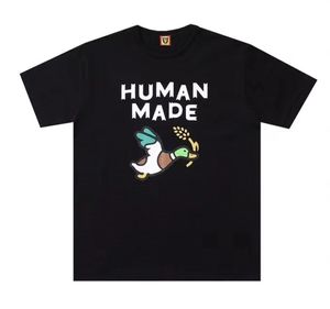 Noir 2023 Nouvelle mode FABRIQUÉ HUMAINE T-shirt Amour Dessin animé Canard volant Chien Cochon Slub Fun Imprimer Bambou Coton T-shirt à manches courtes pour hommes femmes