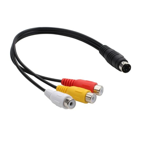 Negro 25cm 4pin S-Video S Terminal a 3RCA Red amarillo blanco AV Video Cable Audio Video Adaptador para el cable de terminal S-Video