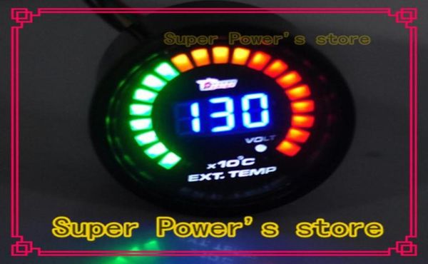 Negro 2quot 52mm Motor de coche Digital 20 LED EGT medidor de temperatura de gases de escape Auto Car Styling EGT Gauge7698760