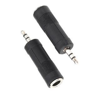 Noir 3.5mm mâle à 6.35mm femelle Jack stéréo connecteur Audio adaptateur Heaphone convertisseur pour Microphone casque haut-parleur