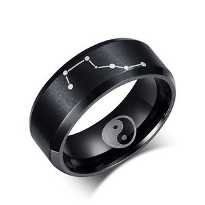 Bagues noires en acier inoxydable 316L, grande ourse pour hommes, mode taoïsme Tai Chi Yin Yang, bijoux cadeau