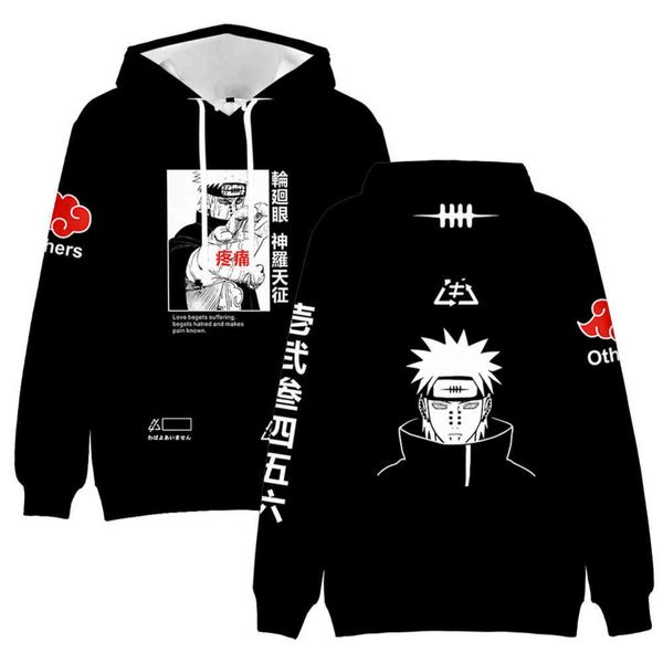 Sudadera con capucha negra 3D Hatake Kakashi Sudaderas para niños Niños / niñas Sudaderas con capucha Manga larga Anime Akatsuki Sasuke Ropa Ropa para niños Y211118