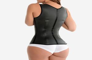 Zwart 4 Rijen Haken Latex Taille Cincher Body Shaper Steel Bone Corset Afslanken Vest Taille Trainer Plus Size Gordel Belt9082205