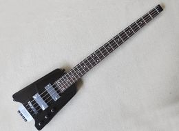 Zwarte 4 strings headless elektrische basgitaar met palissander charte 24 frets kunnen als verzoek worden aangepast