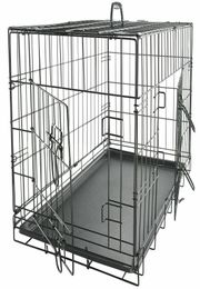 Zwart 48quot 2 Deur Huisdier Kooi Opvouwbare Hond wDivider Kattenkrat Kooi Kennel wTray DC9800315