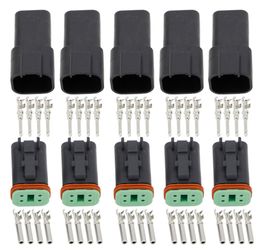 Connecteur électrique Deutsch noir, 5 jeux de 4 broches, fil étanche pour Automobile, plug2595614