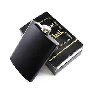 Flacon de hanche en acier inoxydable noir de 6 oz dans une boîte d'emballage noire Pot de vin en métal portable en gros WB3314