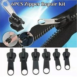 Black 6pcs instantanément zipper universel Instant Fix de réparation de zipper Kit de réparation de remplacement zip curseur de dents Rescue Nouveau design pour diy coudre