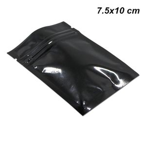 Bolsas Mylar con sellado de agarre, color negro, 7,5x10 cm, con cremallera, muescas de desgarro, bolsa de Material de embalaje de papel de aluminio para almacenamiento de alimentos