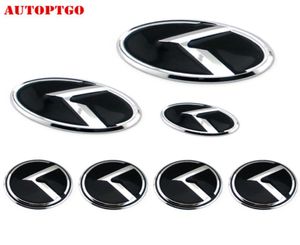 Zwart 7Psc Kia K embleem badge logo sticker sticker voor Kia Sorento Optima K2K5 grille kofferbak stuurwiel naafdop cover7290879