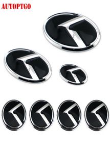 Black 7PSC KIA K Emblem Badge Logo Sticker de calcomanía para Kia Sorento Optima K2K5 GUARIO DEL CAPILLO DEL CUBIER DEL TRANDO DEL TRANDE TRANTAL