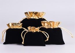 NOIR 7x9 cm 9x12 cm velours perlé pochettes à cordon bijoux cadeau pochette sacs à cordon pour faveurs de mariage perles 1018 Q27468272