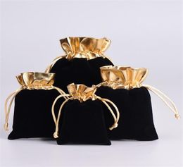 Black 7x9cm 9x12cm Velvet perle cordon sachets de bijoux de bijoux pochettes à cordon pour cordons de mariage Favors perles 1018 Q26376936