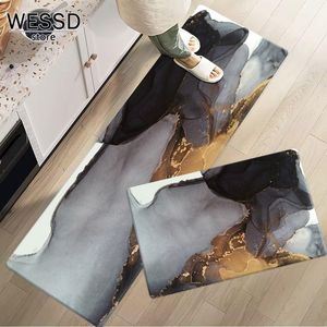 Black Abstract Cuisine Mate Floor Track Runner Runner Tapis Tapis Absorbant Baignoire Mat de bain Anti-Slip Mat pour toilettes Halway