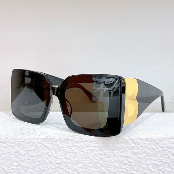 lunettes de soleil en acétate noir femmes lunettes lunettes monture carrée surdimensionnée motif B sculptural orne les tempes Summer resort beach shades hommes verre 6935