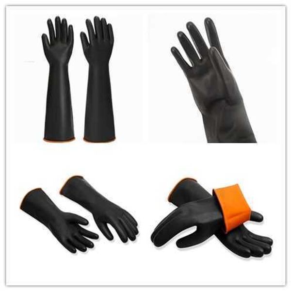 Guantes de goma negros resistentes al ácido para fábrica, engrosados, grandes, resistentes al desgaste, impermeables y resistentes a la corrosión, seguro laboral 210622 2HI1