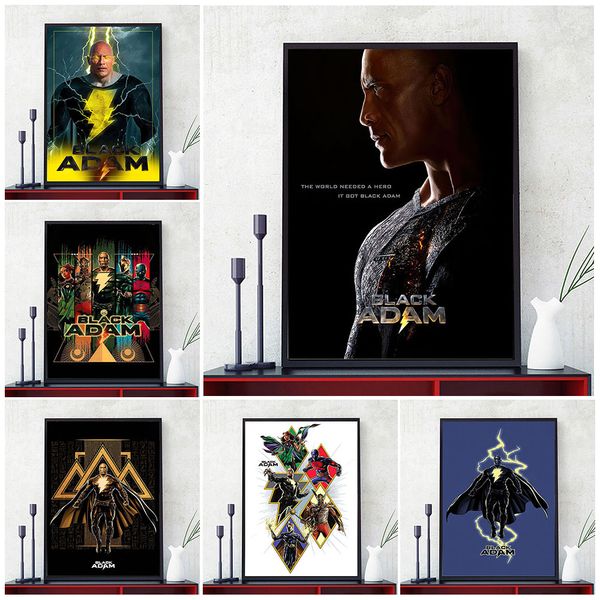 Black Adam Villain Superhero Art Affiche Impression de méchants United Shazam SuperPowers Wall Art 2022 Superhero Movie Toile Print