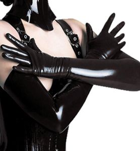 Noir adulte Sexy longs gants en Latex Clubwear Sexy Catsuit dames hanche fétiche Faux cuir gants Cosplay Costumes accessoire 9730313