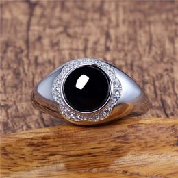 Anelli a fascia moda in agata nera imitazione anello con diamanti Ragazza classica da uomo in acciaio al titanio designer per donne regali di lusso donna ragazza gioielli