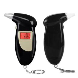 Zwarte alcohol tester sleutelhangers feest voorstander van draagbare LED elektronische display achtergrondverlichting digitale alcoholdetector sleutelring