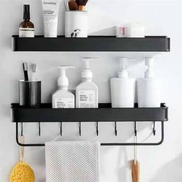 Zwart aluminium muur planken plank tissue box badkamer hoek gemonteerd keuken opslag houder Spice rack 211112